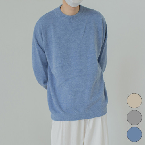 미니멀 데일리 니트 티셔츠 오버핏 남여공용 스트릿 스웨터 3색상