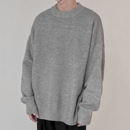 남자 무지 니트 미니멀리즘 오버핏 스웨터 2색상