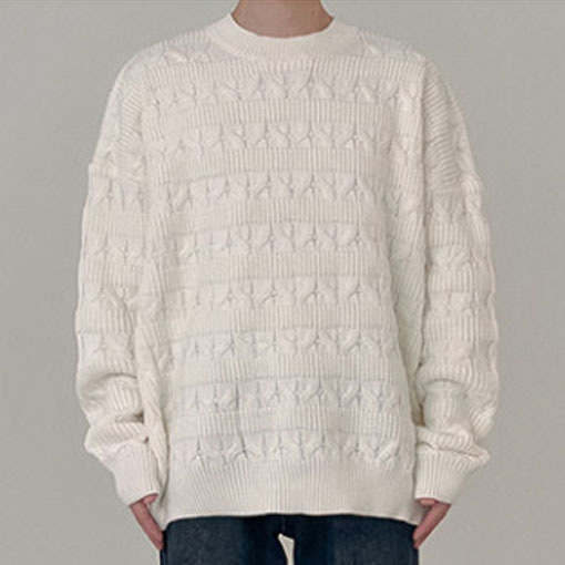 남자 꽈배기 니트 남여공용 오버핏 스웨터 2색상