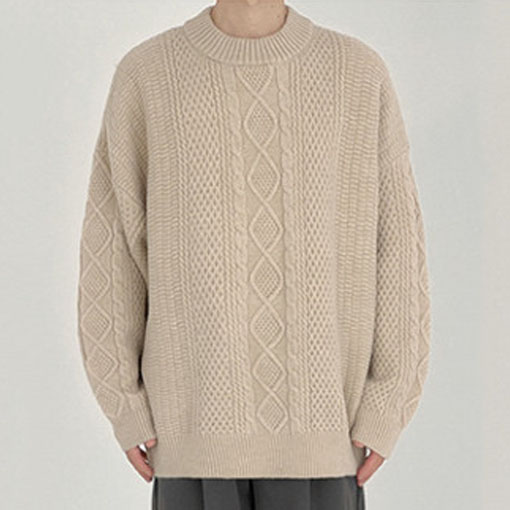 남자 케이블 니트 꽈베기 스웨터 남여공용 4색상