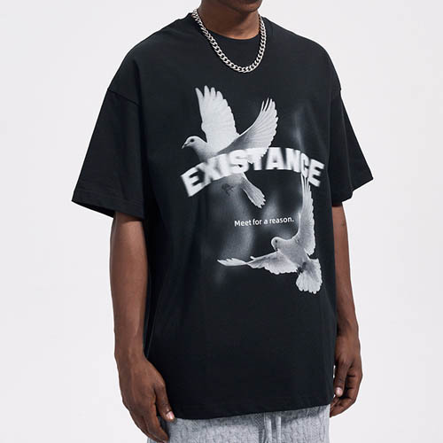 남자 비둘기 반팔티 스트릿 오버핏 도브 힙합 티셔츠 아메카지